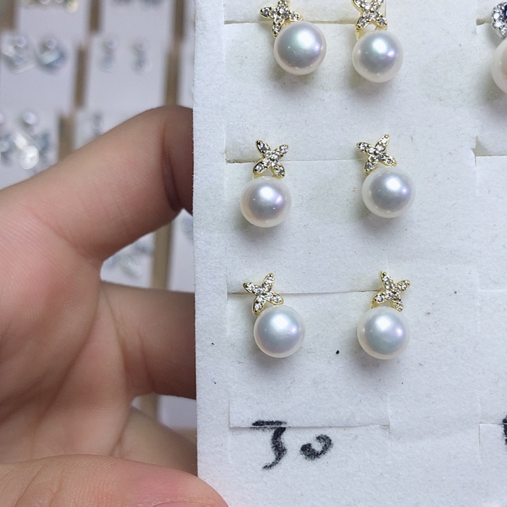 淡水珍珠耳饰银S925镶嵌