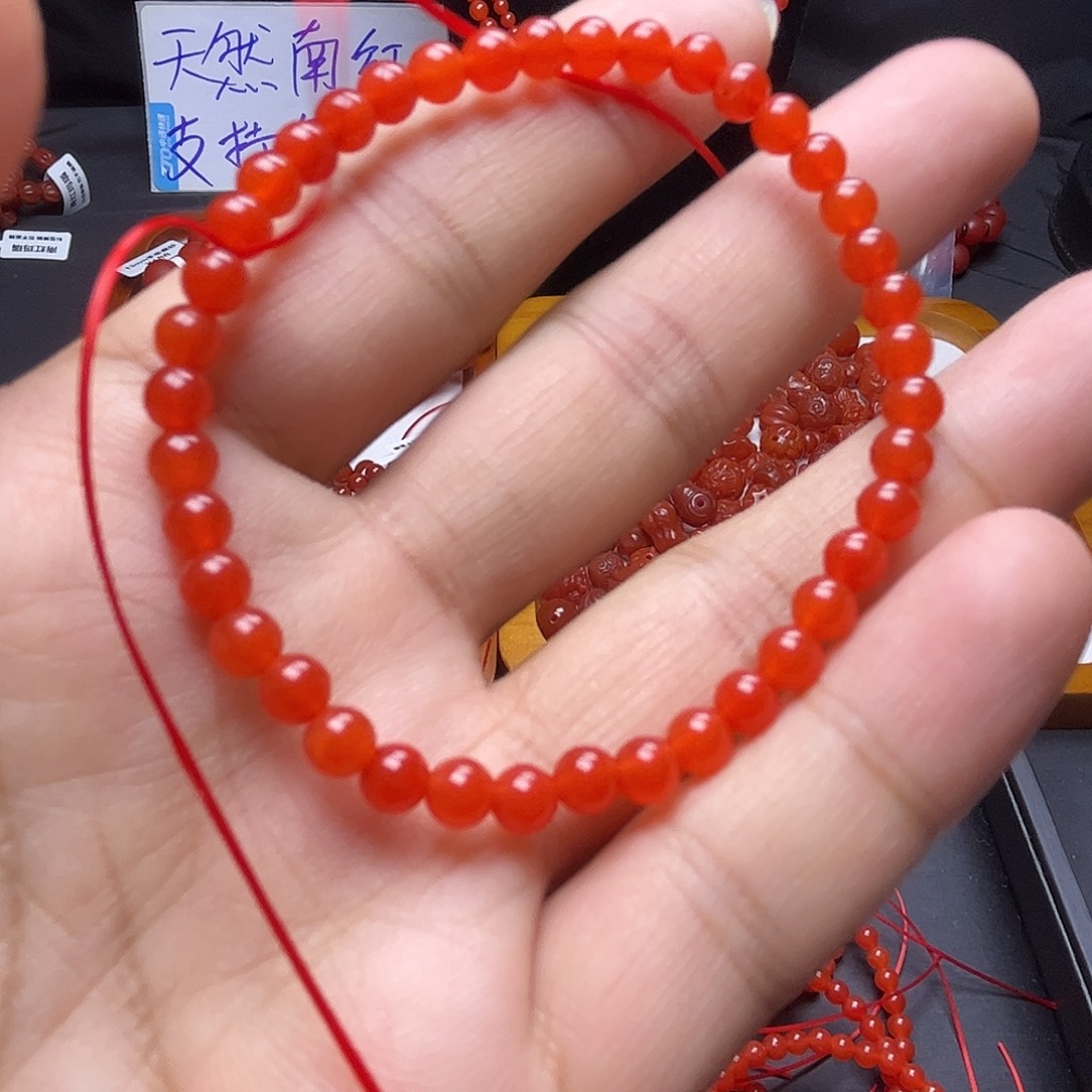 手链未镶嵌南红玛瑙5mm冰红