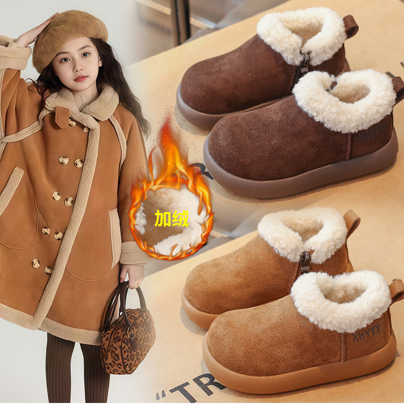 女童棉鞋儿童勃肯鞋2025新款毛毛鞋女孩冬季加绒加厚鞋子大棉冬鞋