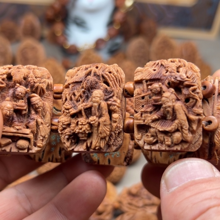 桃核手串桃核雕刻琴棋书画八雅