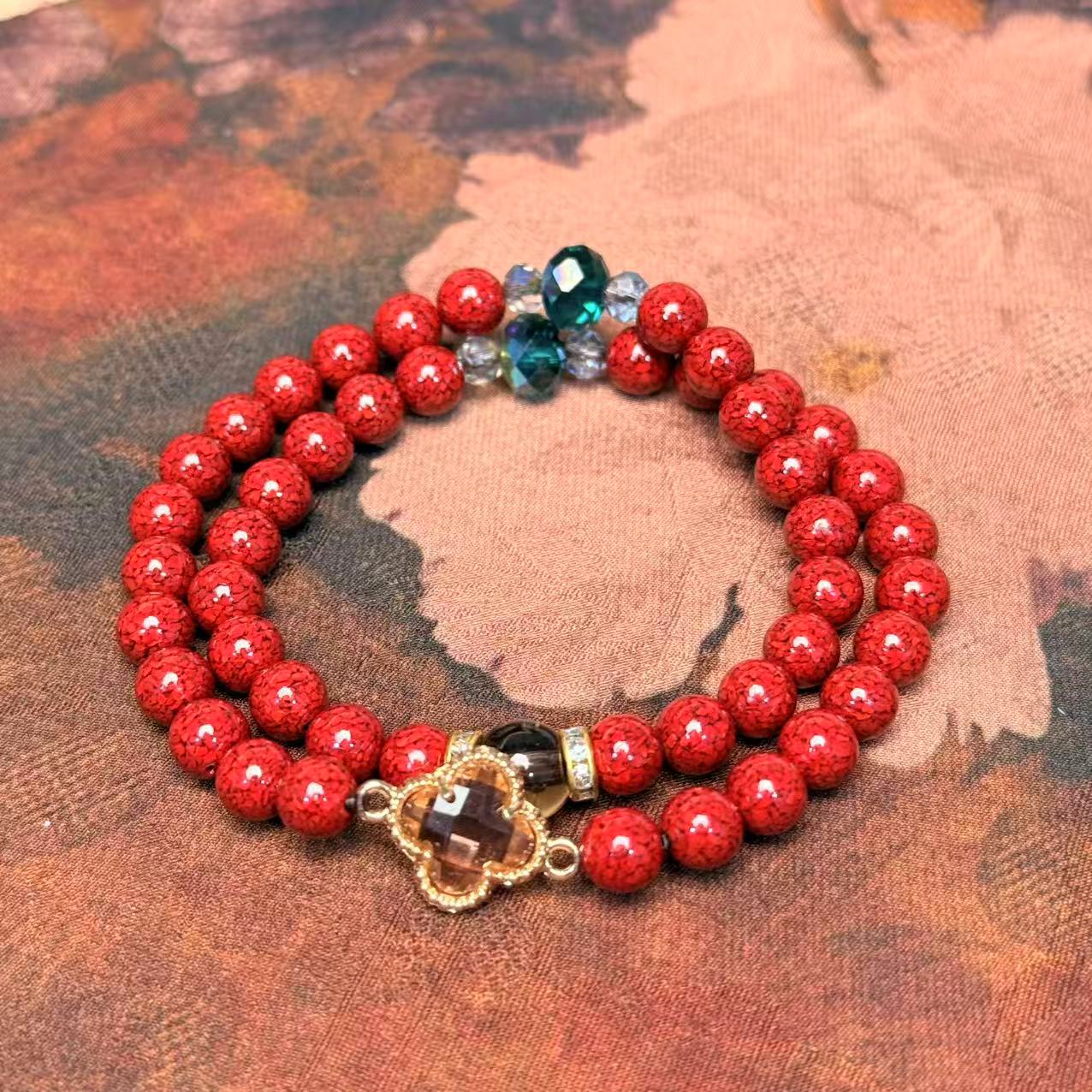 含辰砂工艺品SZH0987-双圈 辰砂手串