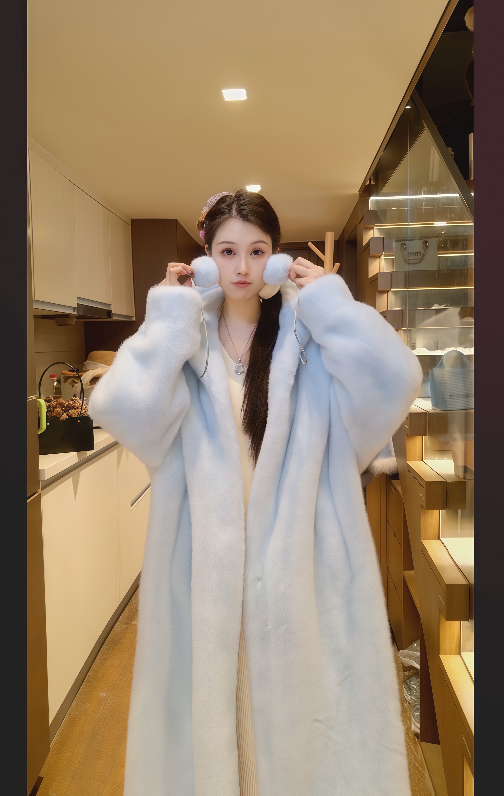 轻奢风极简风冬季潮牌女装毛绒女装外套轻巧女巫感日奢风