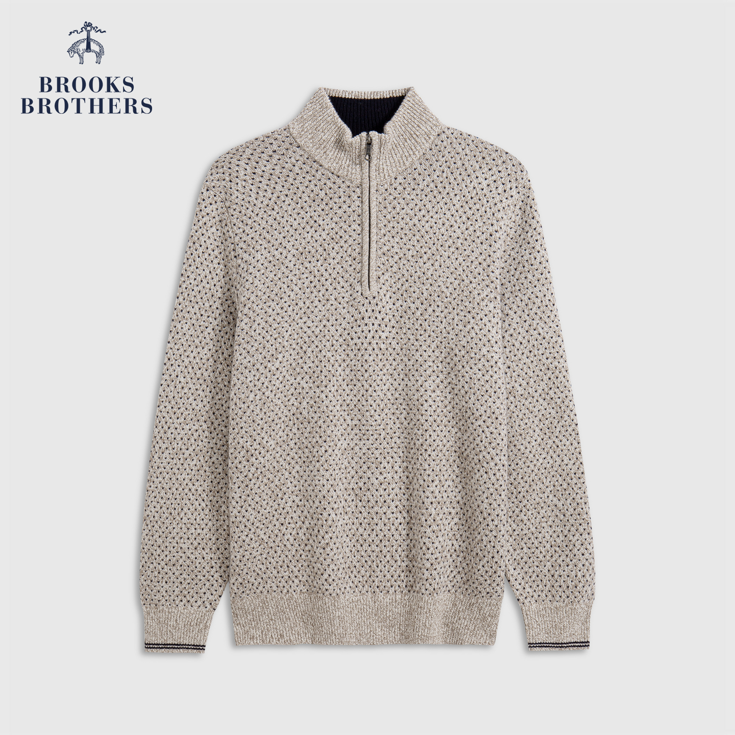 Brooks Brothers/布克兄弟男士25早秋新品杂色拉链半高领毛衣