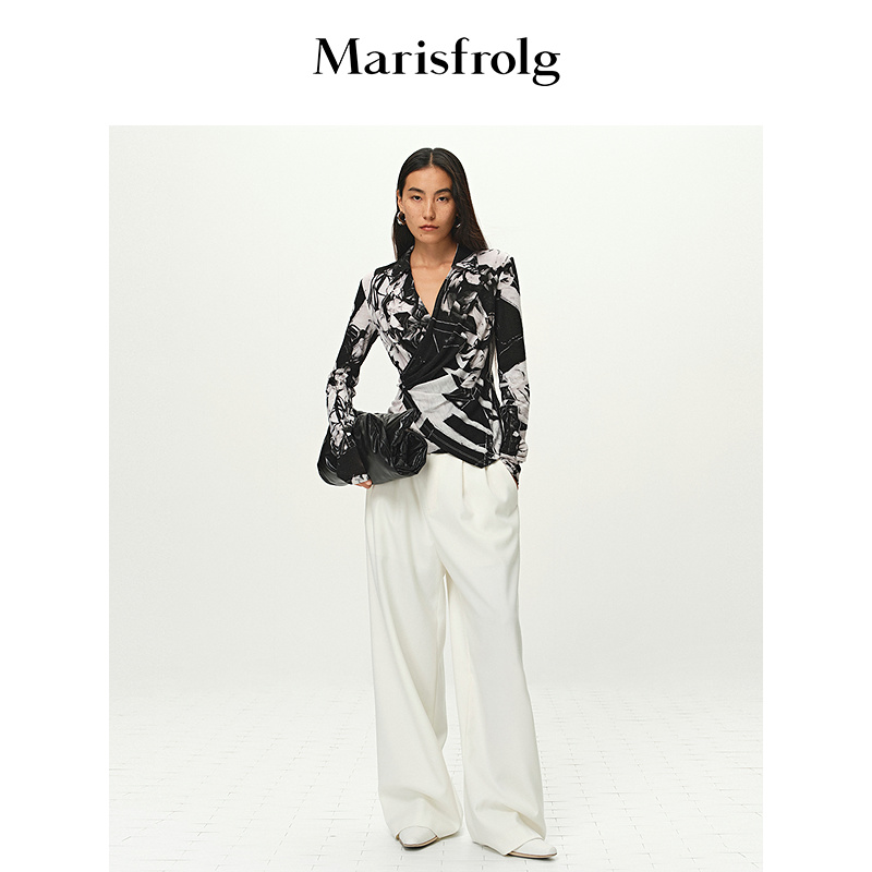 Marisfrolg玛丝菲尔26年秋季新款针织时尚宽松黑白T恤AAGB31051