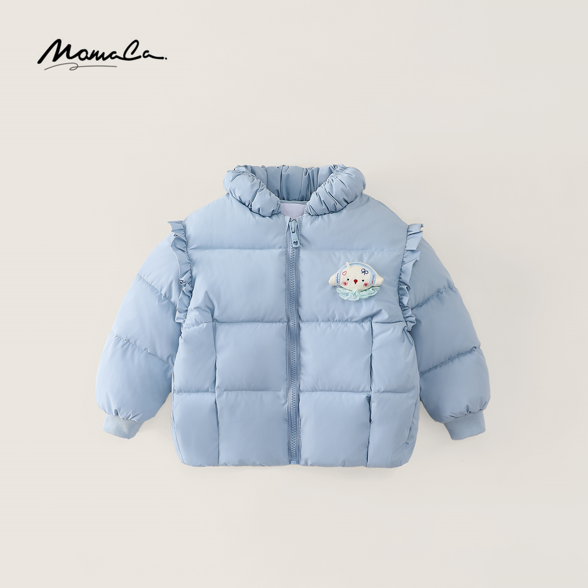 MOMOCO冬季25新款女童可爱玩偶拼接花边加厚棉服外套77880101015