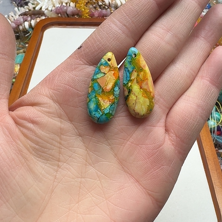 玛瑙/玉髓未镶嵌珠宝半成品一个15x34m帝王石吊坠