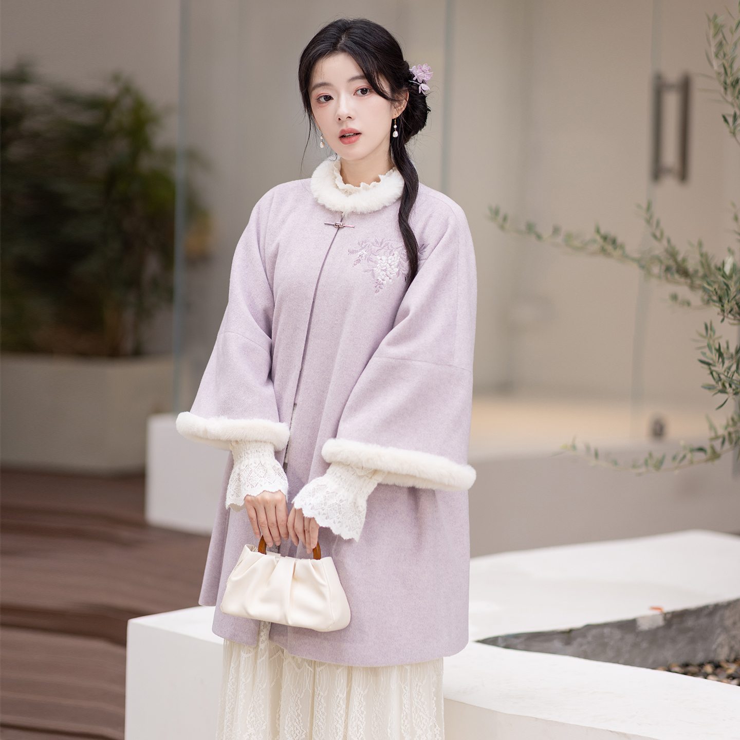 池夏【花间事:紫藤蝶语】明制加绒北极绒长袄原创改良汉服女 秋冬