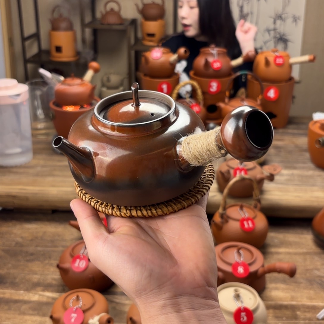 煮水煮茶甘甜 潮州砂铫壶 搭藤垫