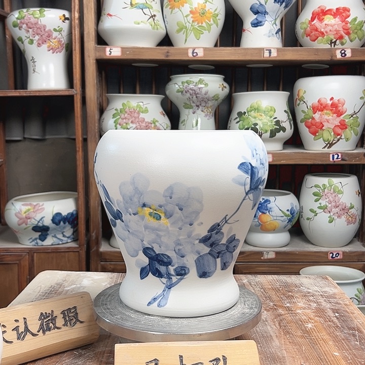 摆件鱼尾兰兰牡丹新款陶瓷大