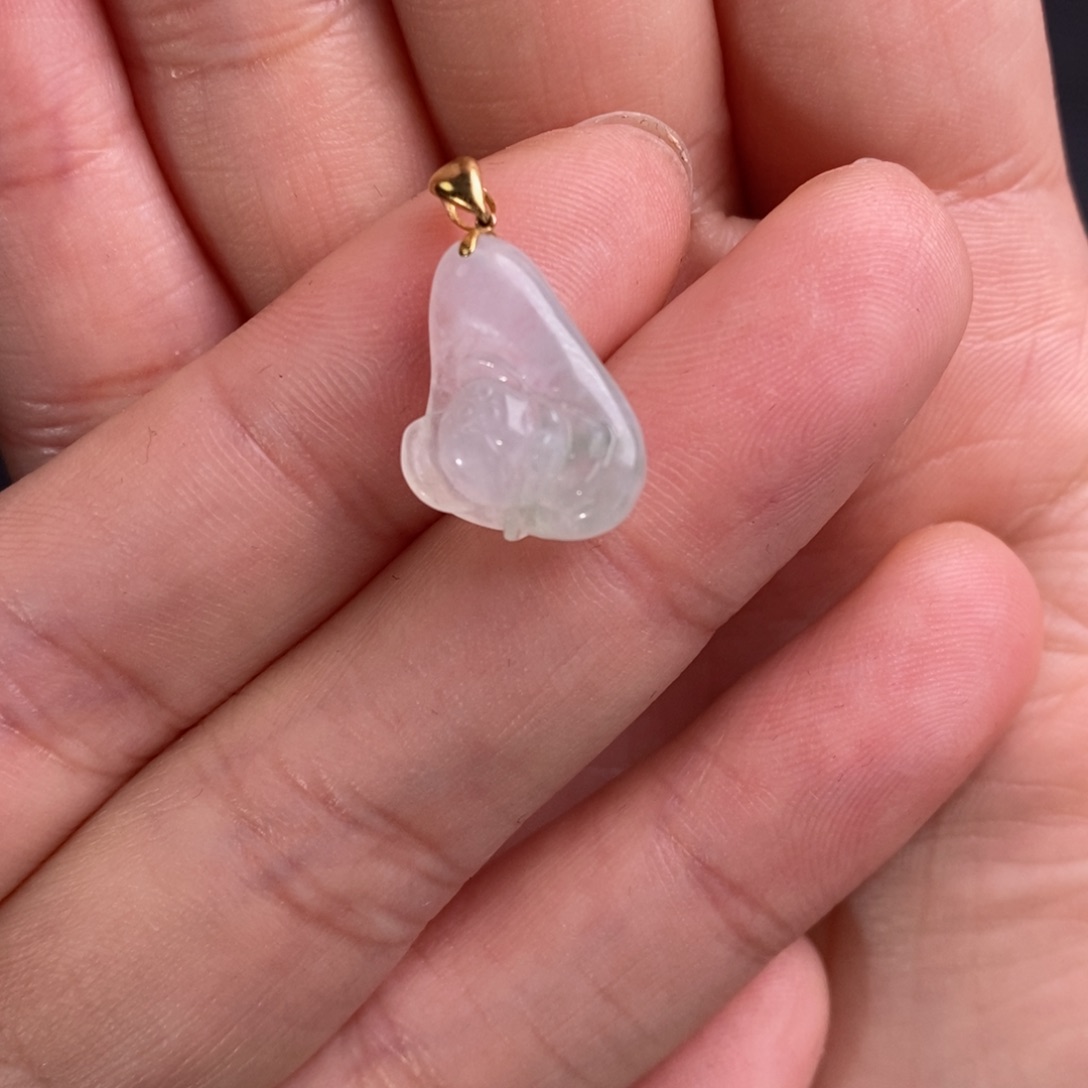 翡翠颈饰18K金镶嵌莲花