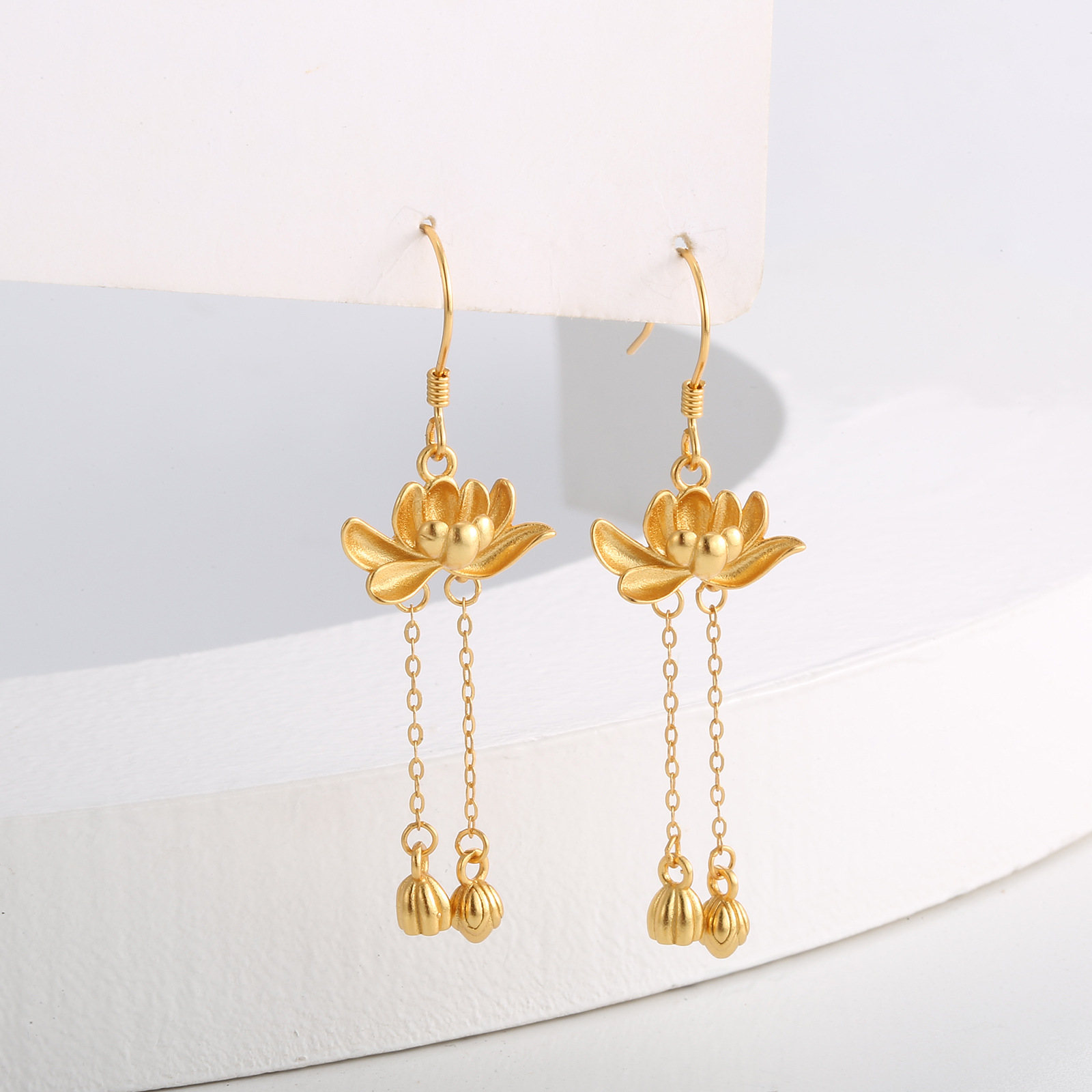 925银耳饰 莲蓬两世欢流苏耳环女士国潮风耳挂花朵小众设计高级感