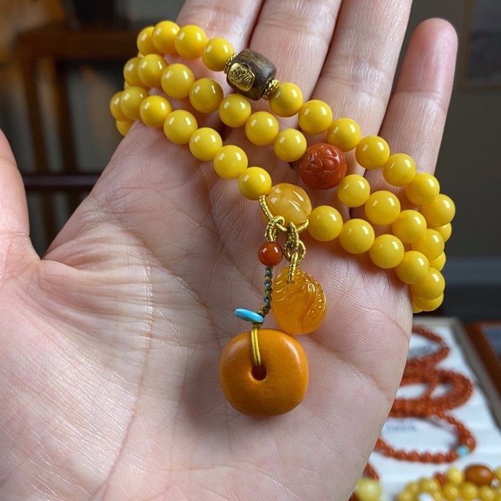 琥珀手链未镶嵌?****葵蜜蜡手串7
