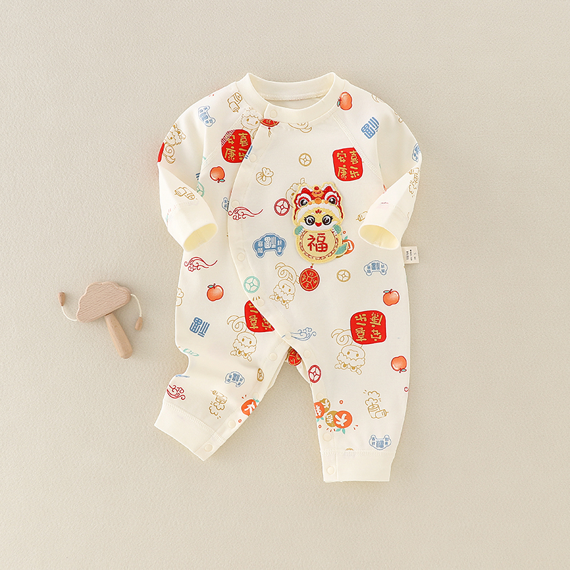 好运福蛇 新生儿连体衣无骨纯棉宝宝长袖哈衣幼儿打底爬服婴儿