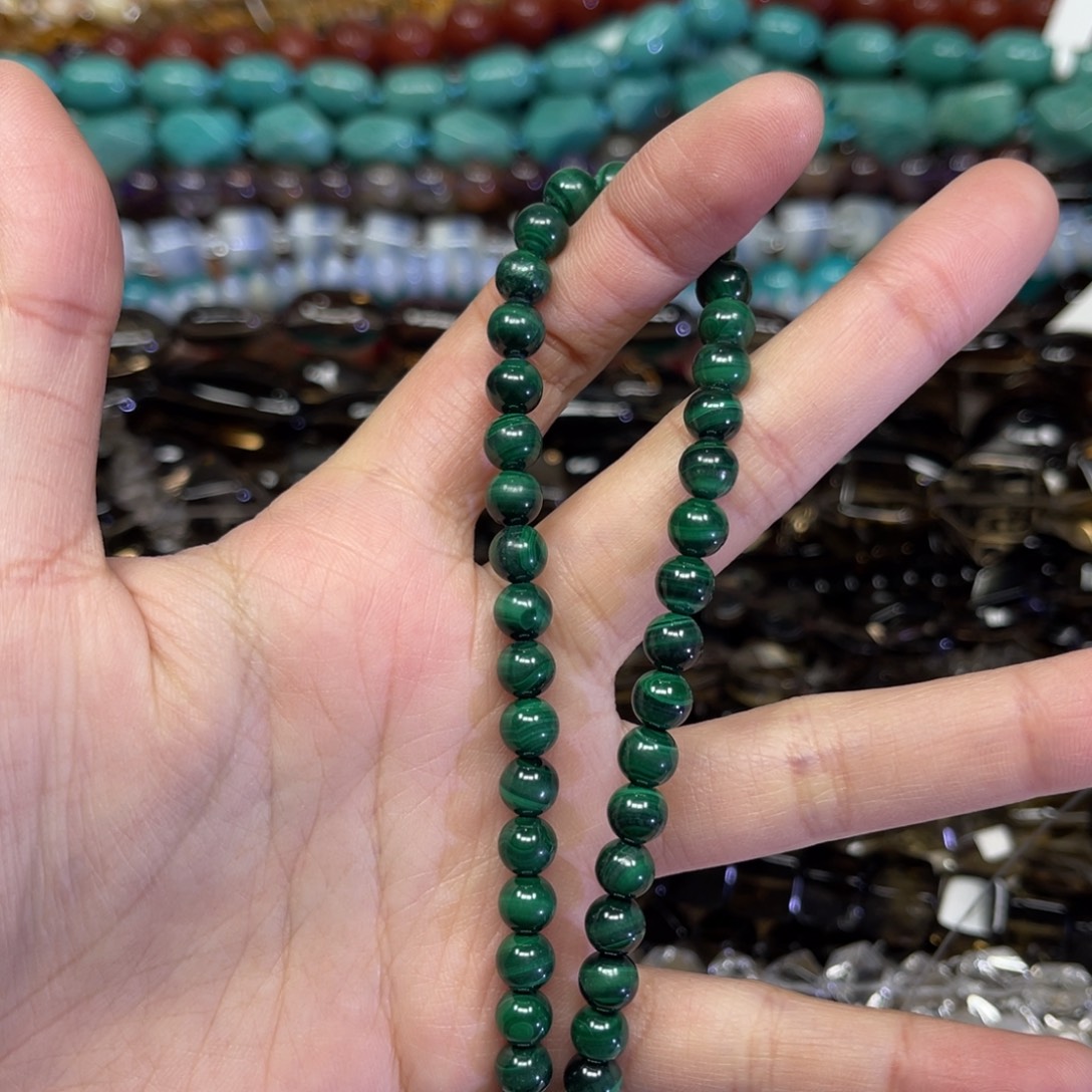 玛瑙/玉髓散珠孔雀石卡6加一条