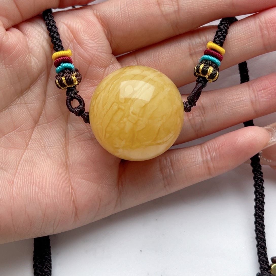 蜜蜡裸石未镶嵌蜜蜡圆珠锁骨链 思思