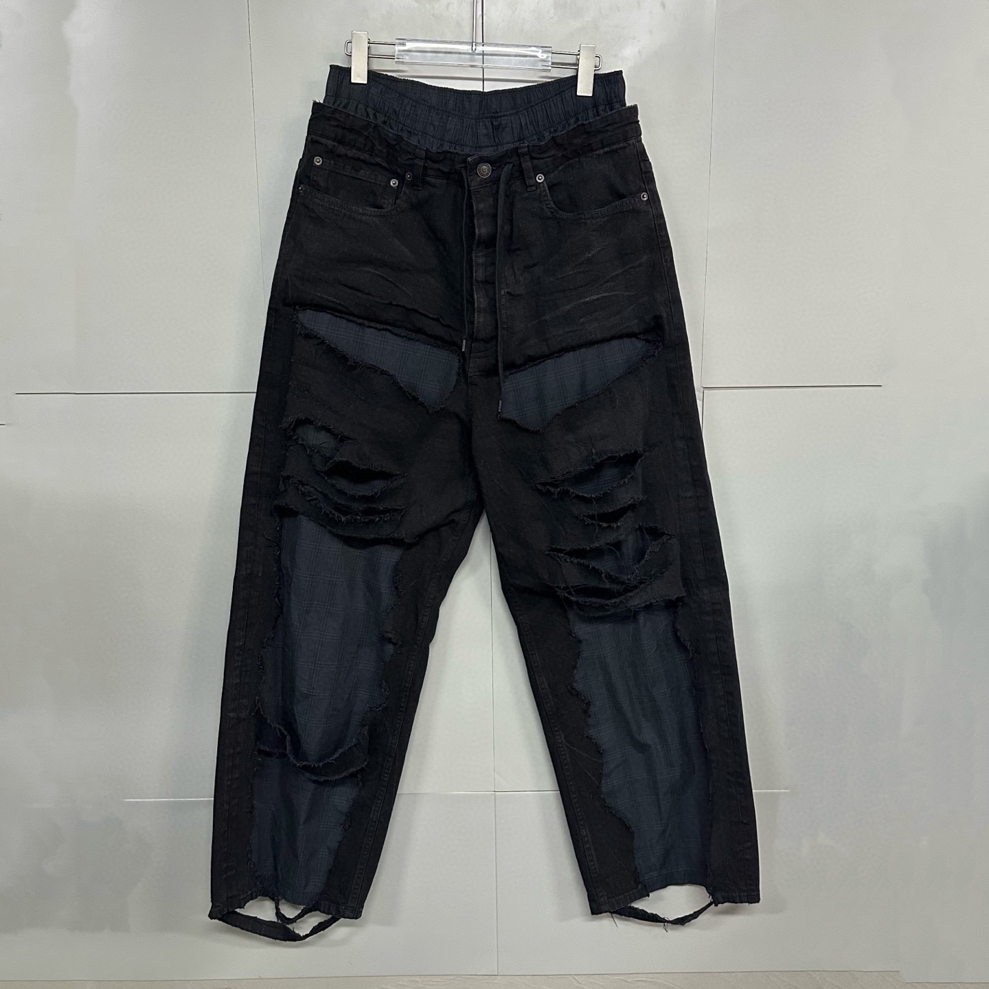 全新未使用  巴黎世家 SS24 双腰双层抽绳牛仔长裤 XS码 D14182