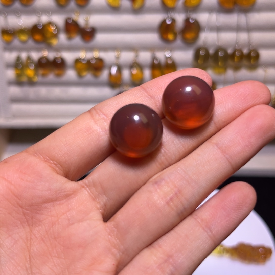 琥珀手镯银S925镶嵌咚**冬耳钉9号