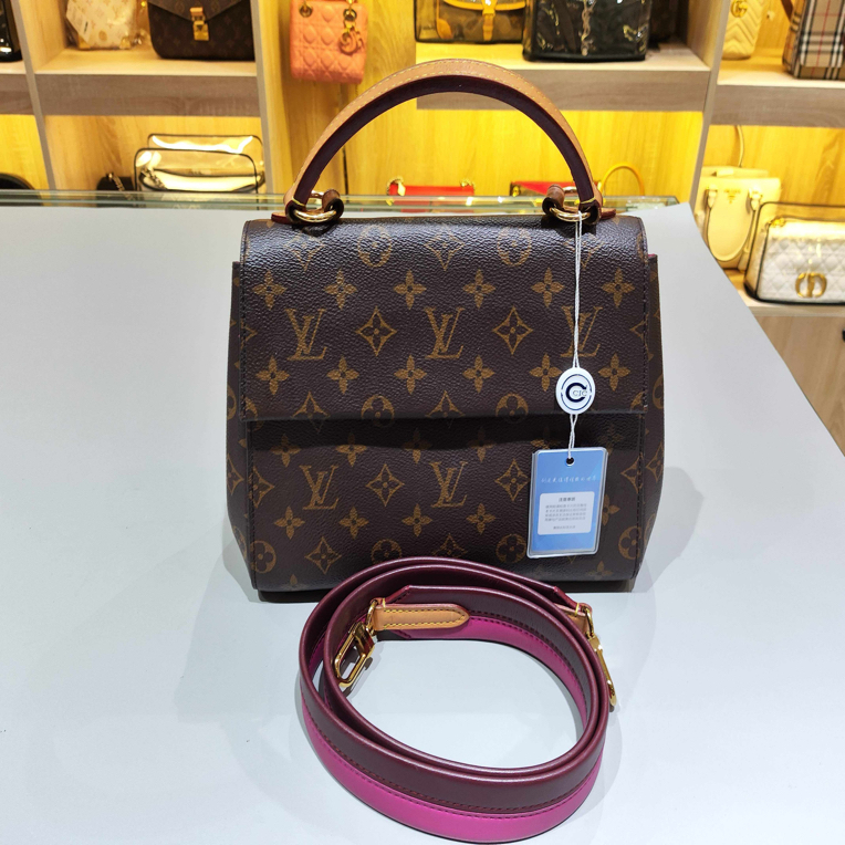 90新 LouisVuitton/路易威登 Lv老花Cluny BB彩虹肩带克鲁尼25cm