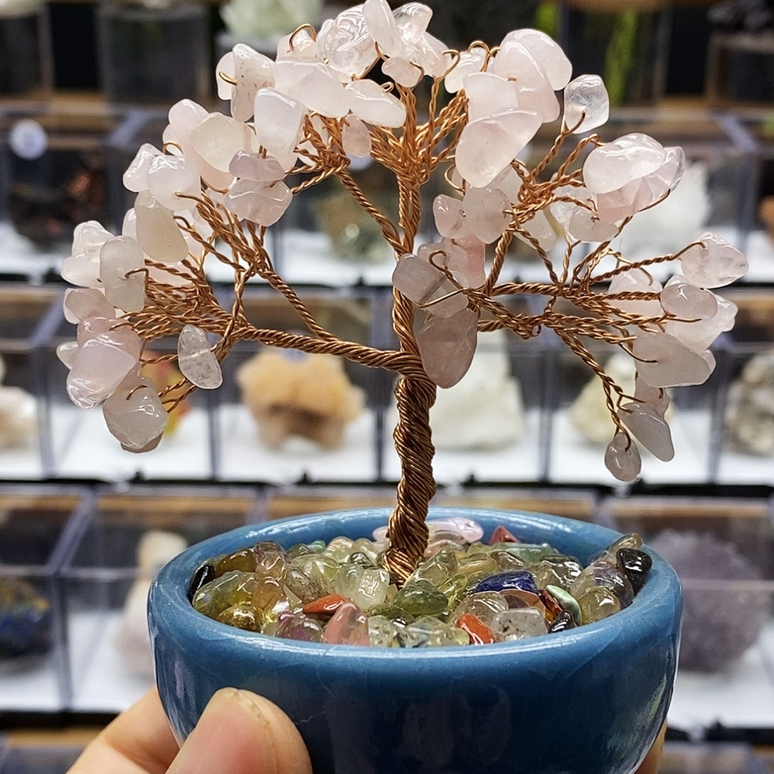 亚克力粉水晶发财树摆件
