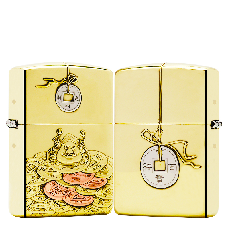 ZIPPO/之宝打火机【铜钱钟馗】黄铜盔甲机原装正品煤油机DYJ1