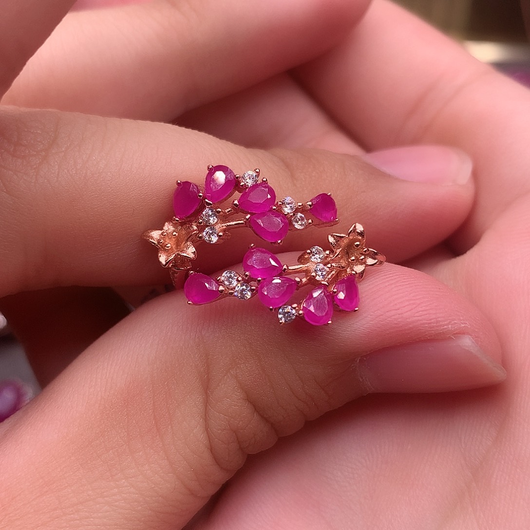 红宝石戒指银S925镶嵌