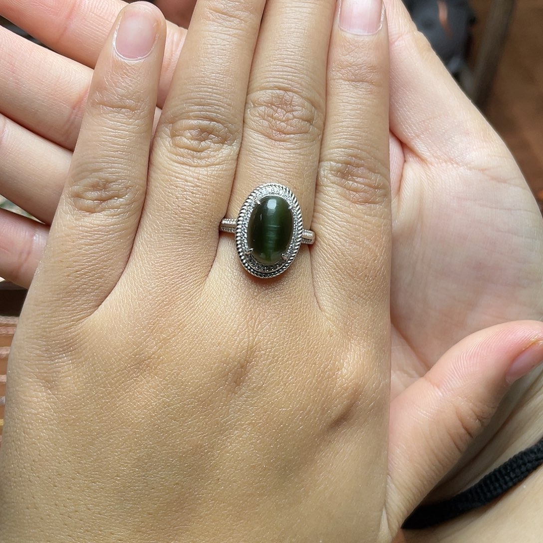 和田玉（碧玉）银S925镶嵌吊坠(赠链)