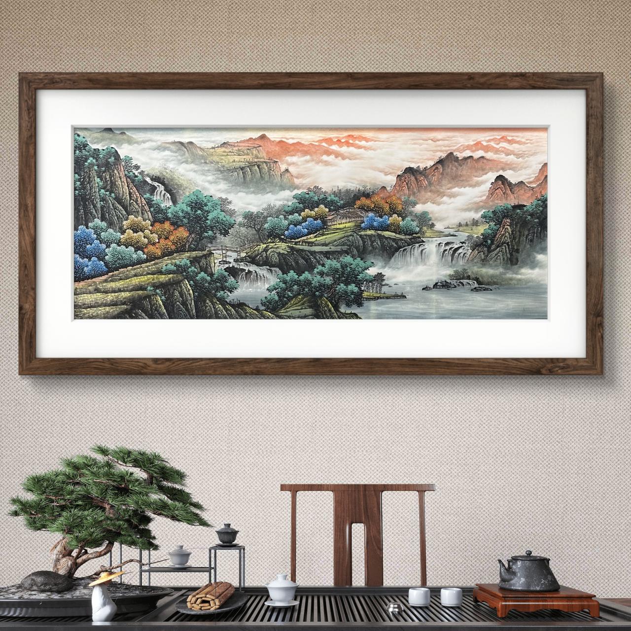 【山水画】欧阳宾亲笔280*110m手写手绘礼盒作品（23）