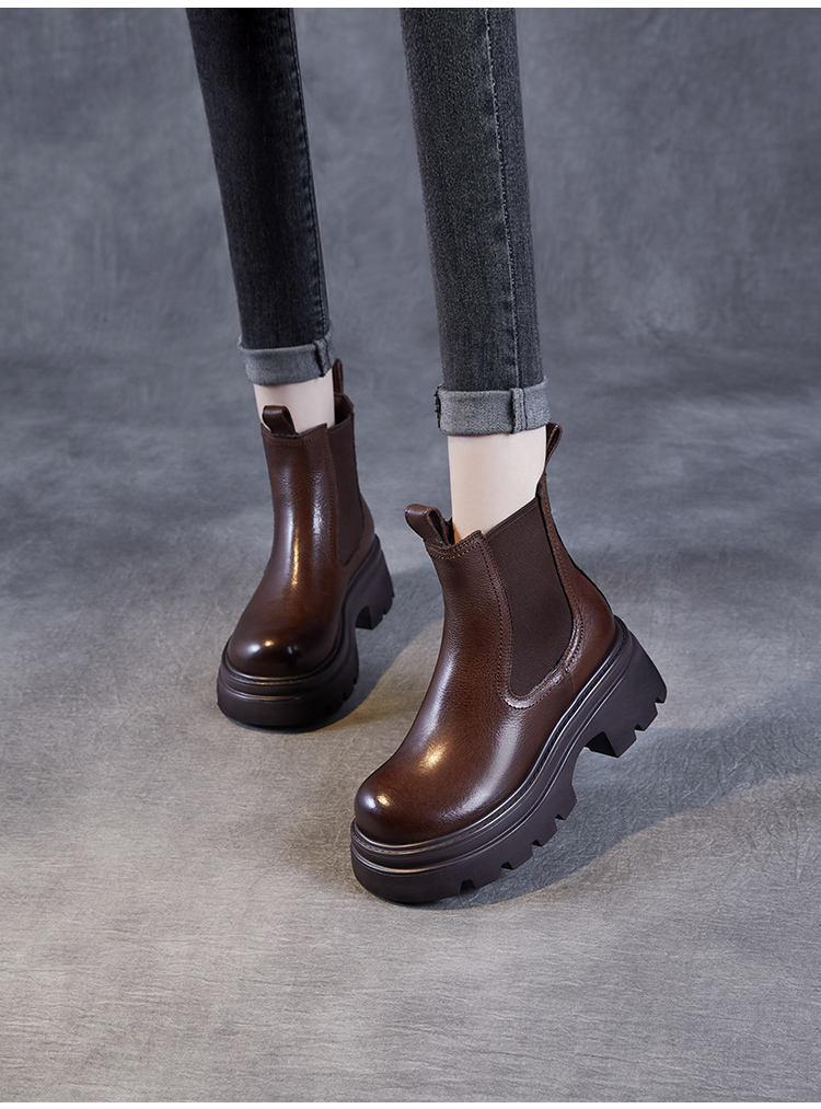 【老张手工】2025年新款冬季烟管靴子英伦风爆款小个子切尔西短靴