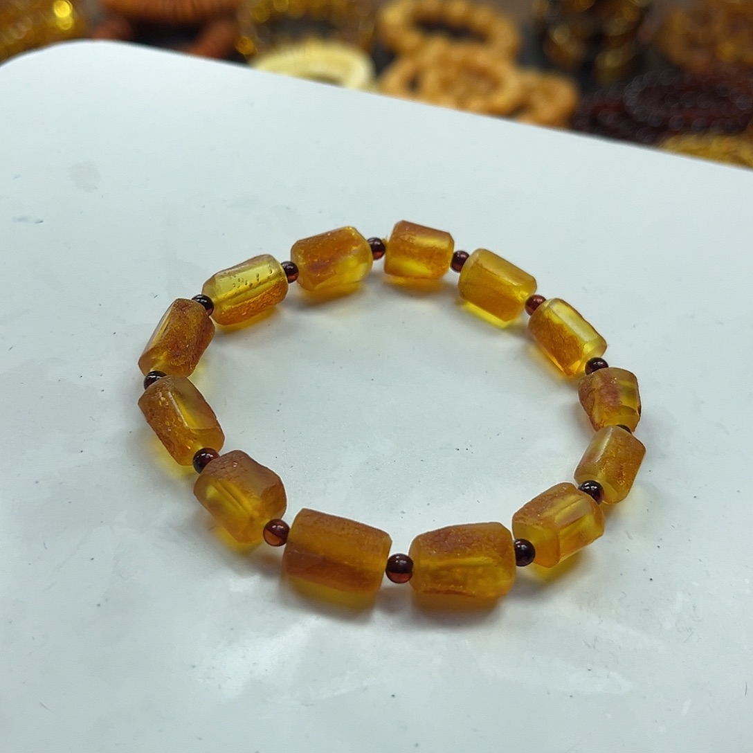 琥珀未镶嵌手串琥珀蜜蜡原石手串