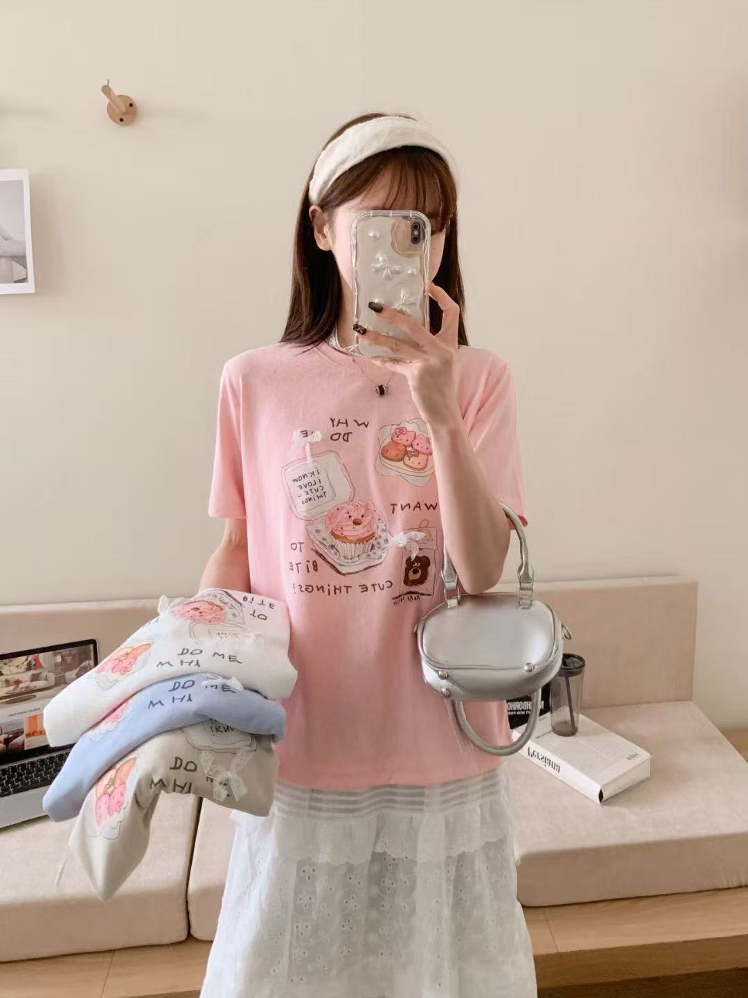 阿悄家 夏季新款 蛋糕kitty蕾丝短袖 #0096