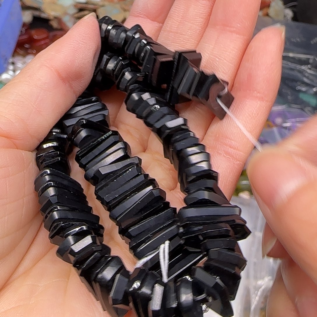 玛瑙/玉髓合金珠宝半成品黑玛瑙一条06