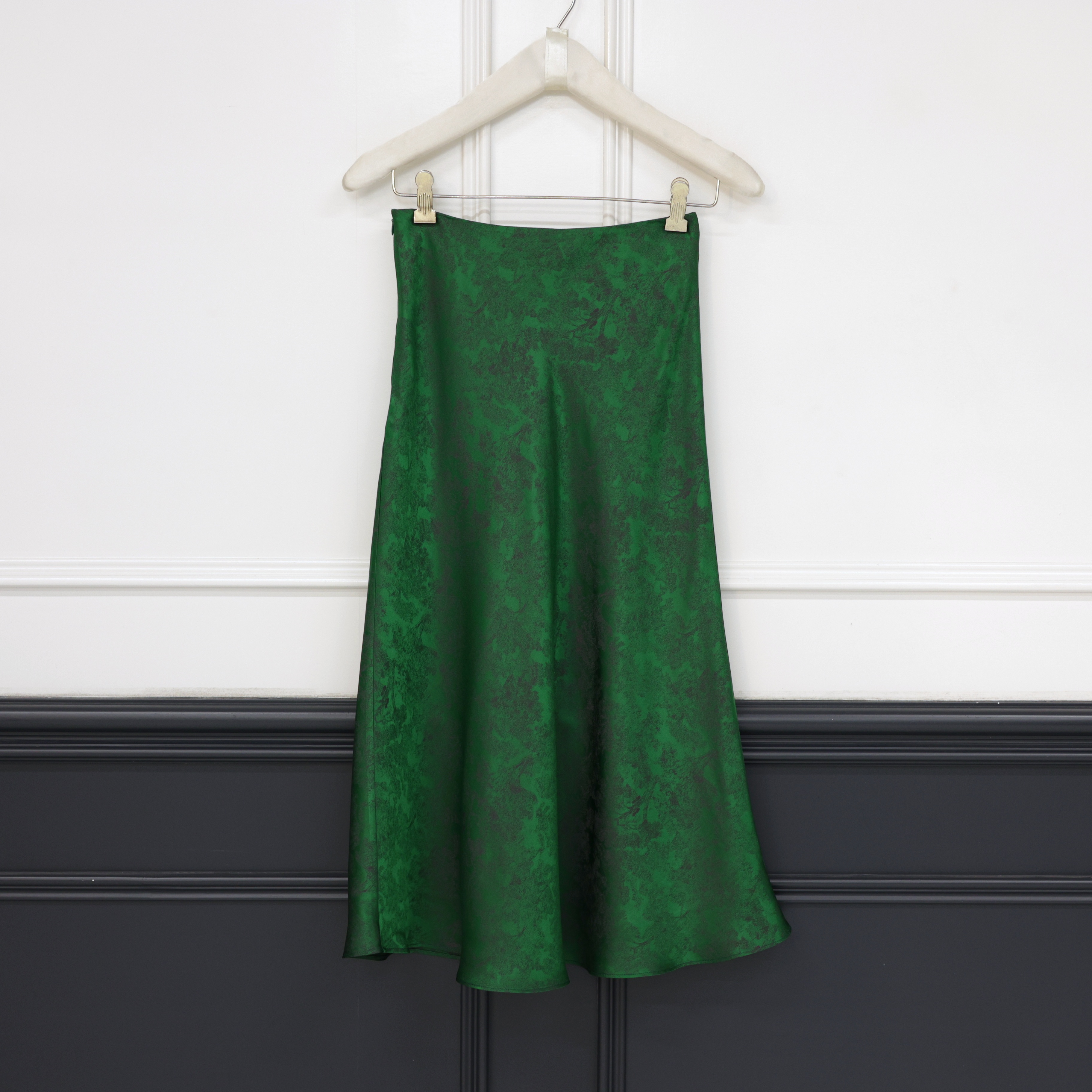 【壁虎姐】GECKO2025新款 深绿色提花法式复古修身高腰半裙