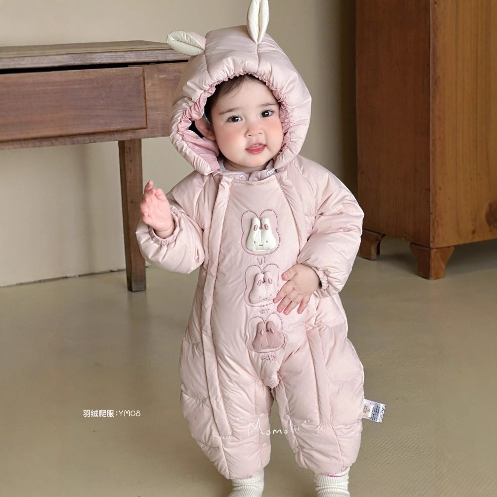 幼儿连体羽绒服三只小兔双拉链羽绒服哈衣2508