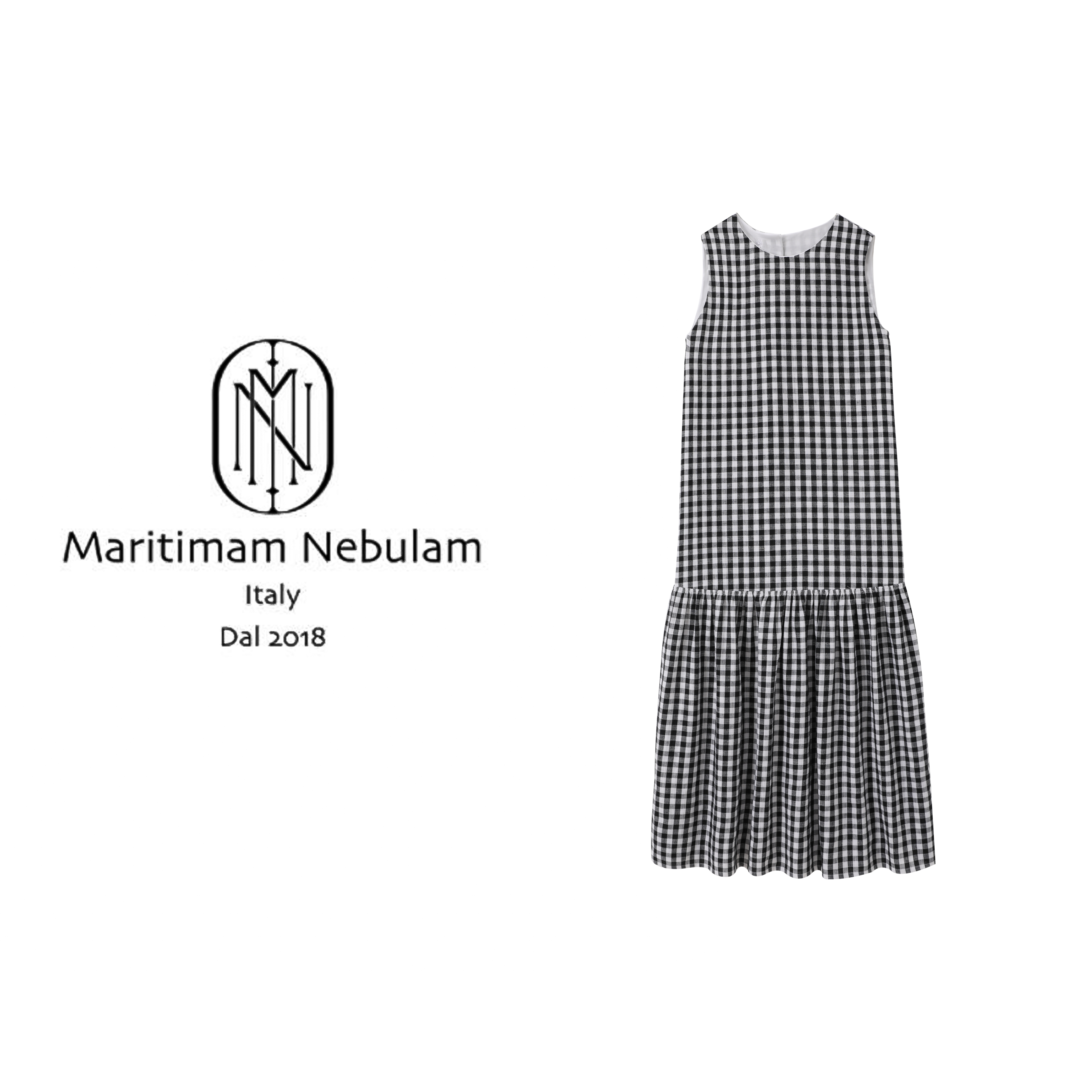 Maritimam Nebulam【都市假日】 棉麻经典格纹宽松立裁连衣裙 QZ237