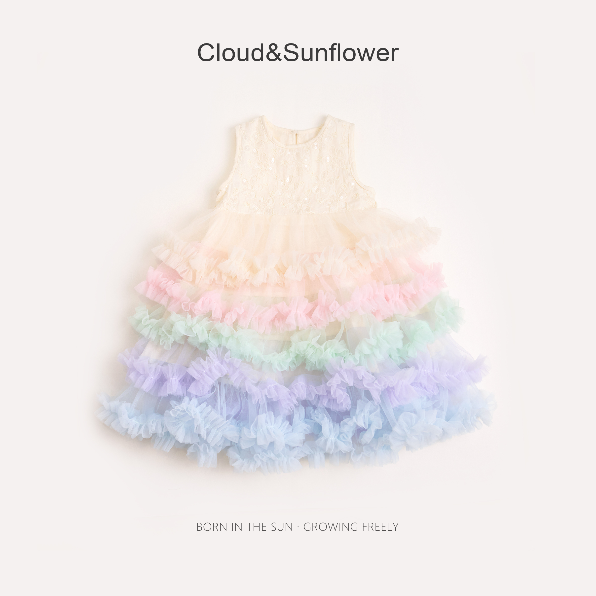 【云朵小葵】女童夏季七彩高级连衣裙55365