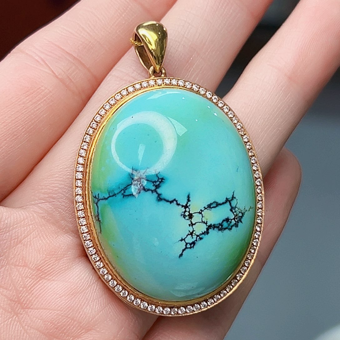 绿松石珠宝奇石18K金镶嵌