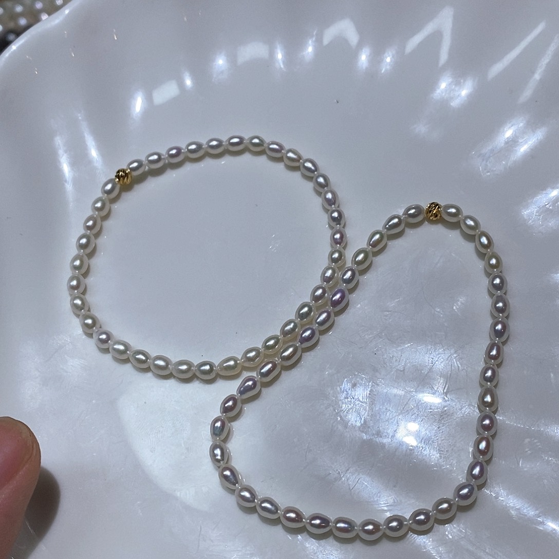 银S925镶嵌手绳淡水珍珠4-5