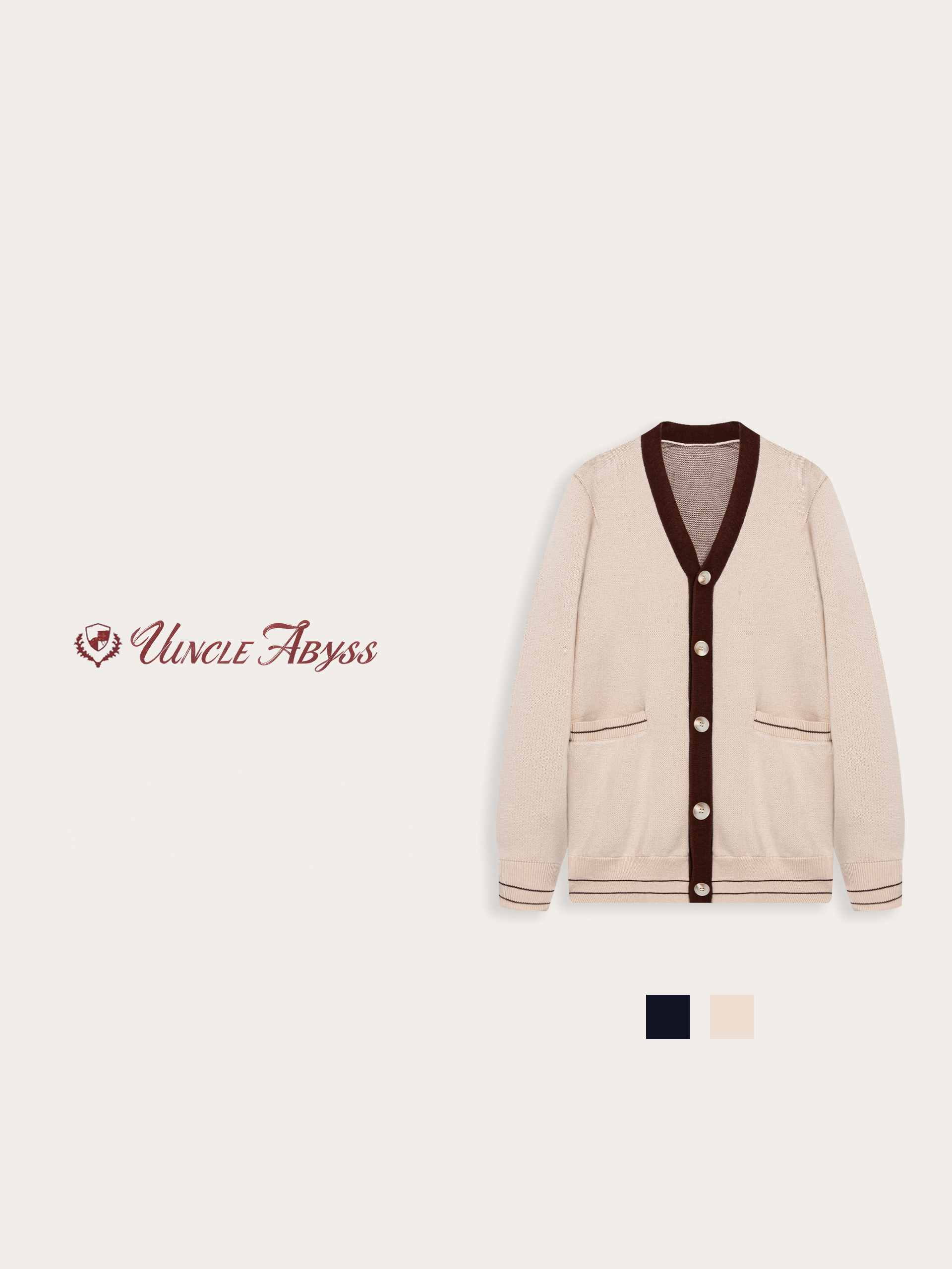 【ANBANGSC】春秋季V领针织开衫秋冬高奢外套C36083