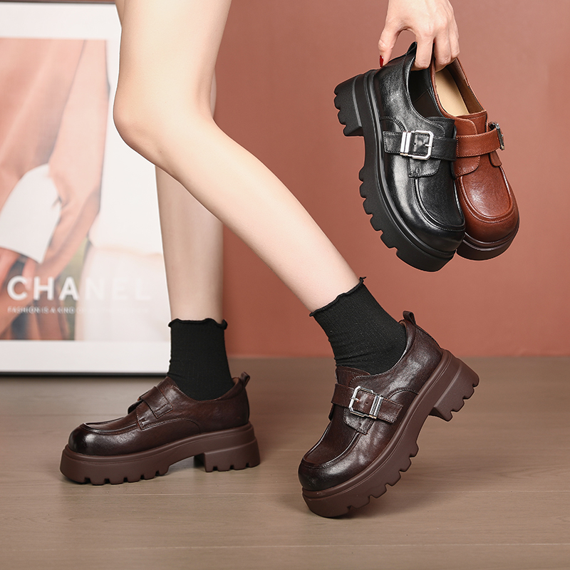 【翔子女鞋】春季2025年新款乐福鞋复古休闲百搭时尚小皮鞋厚底软底