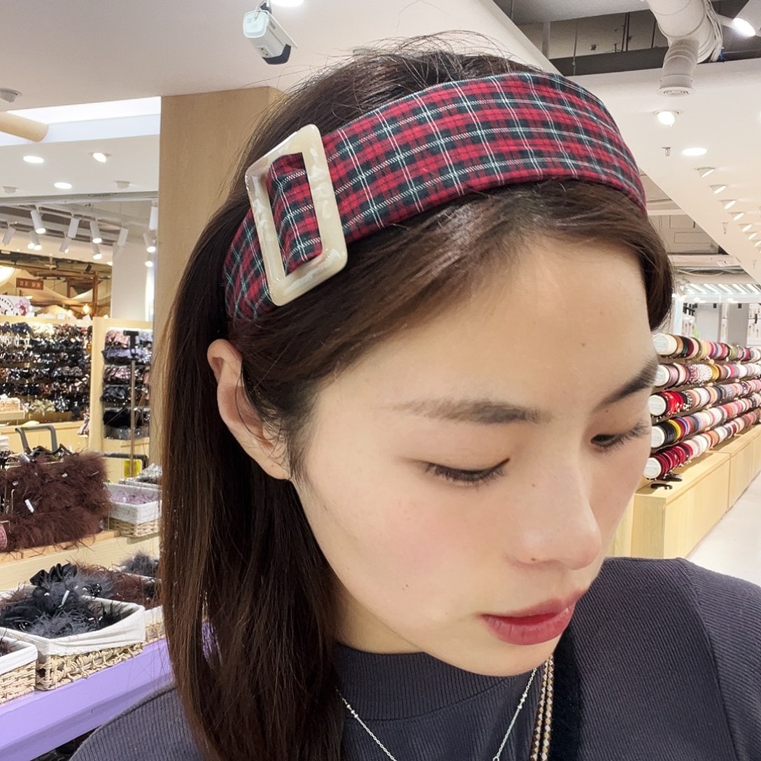 皮质非金属红格子发箍