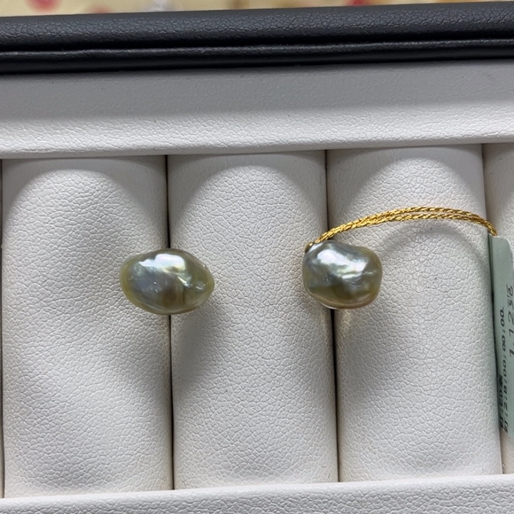 耳饰银S925镶嵌海水珍珠keshi 5号