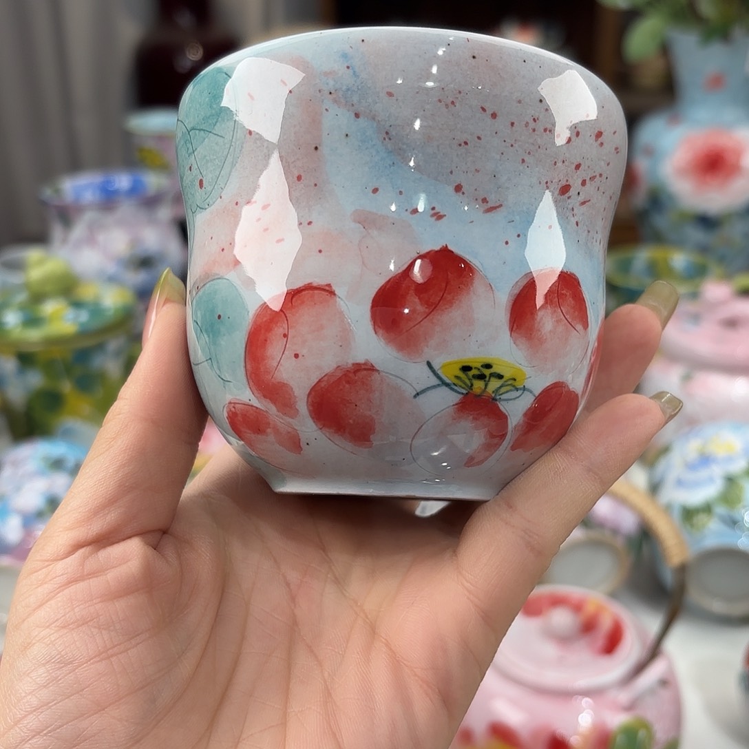 瓷片景德镇手绘高温釉下彩陶瓷茶具