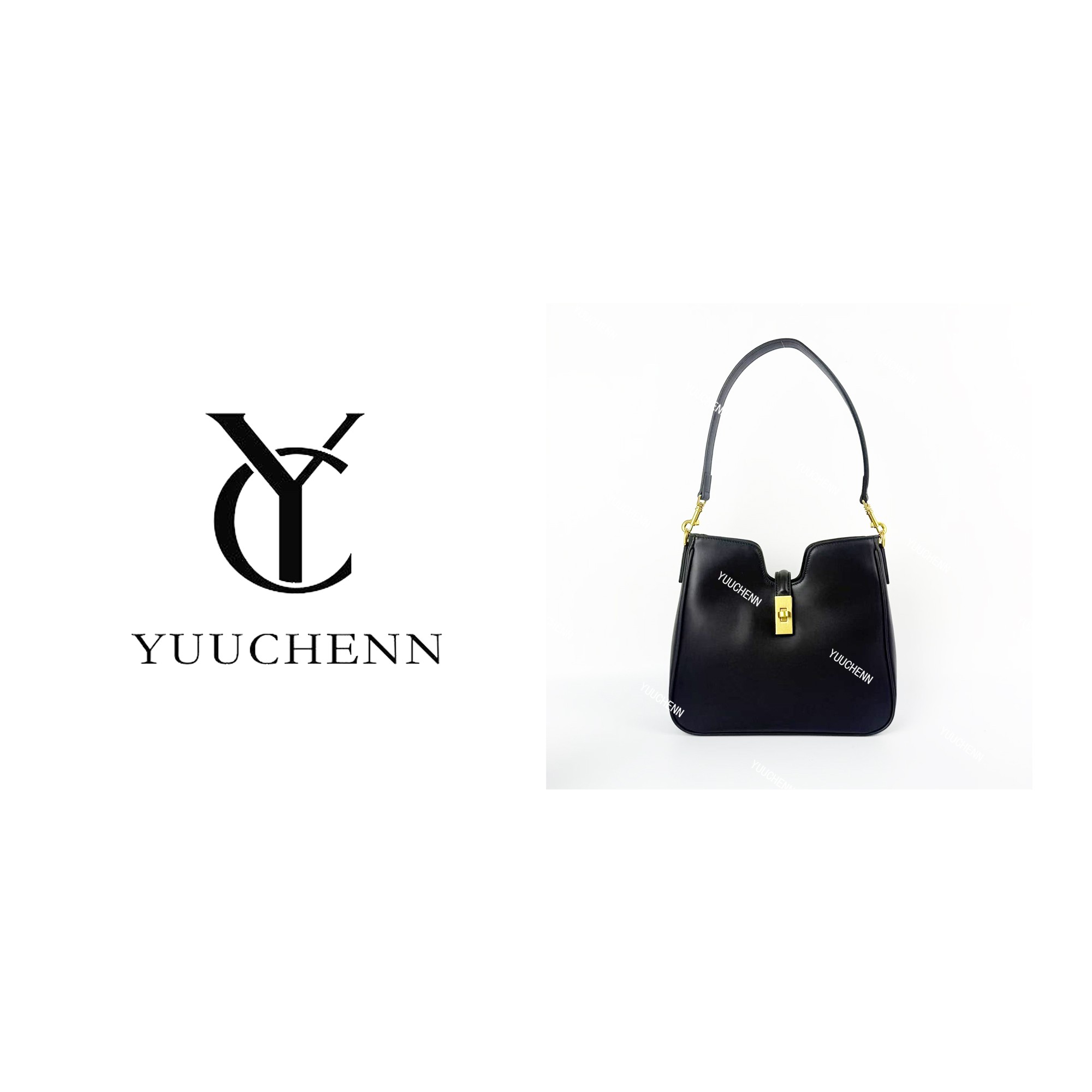 YUUCHENN/赛琳同款【tote】进口头层牛皮25cm黑色HH5938