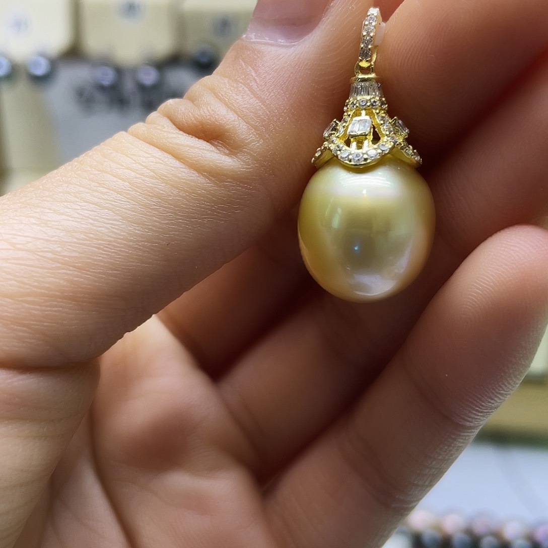 海水珍珠银S925镶嵌颈饰