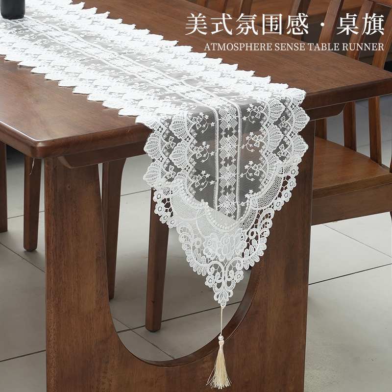 欧式白色牛奶丝桌旗35*120