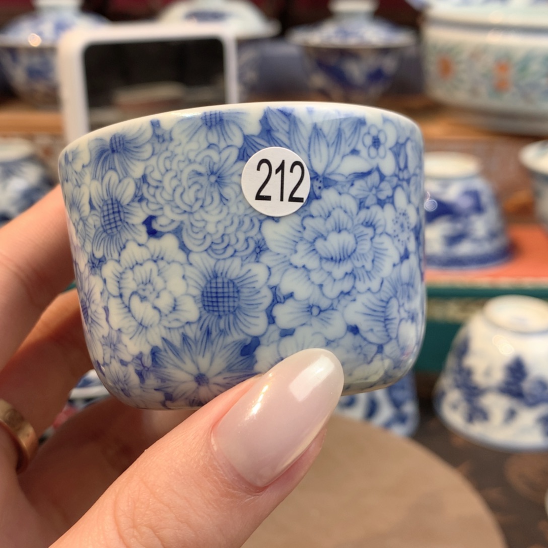 陶***明212青花万花杯子lf101