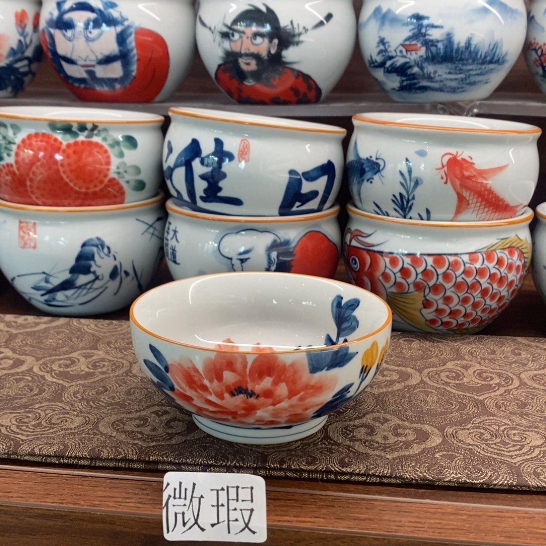 釉下手绘茶具微瑕手工绘制