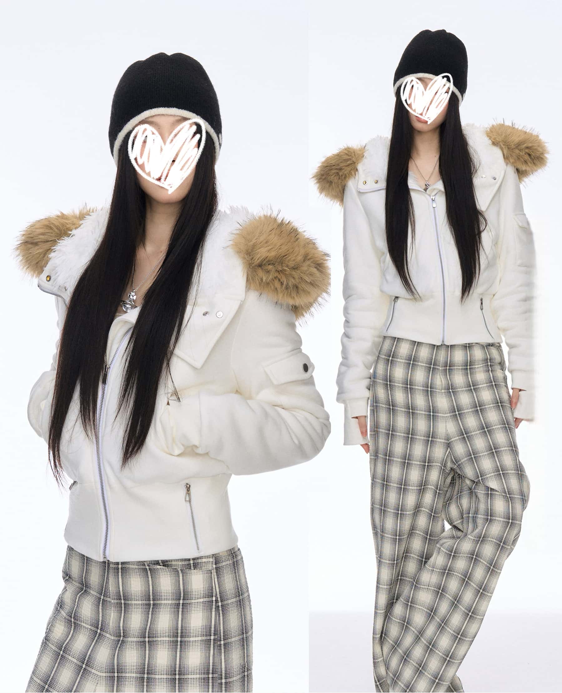 冬季加绒加厚设计感座山雕毛领连帽卫衣外套女秋短款开衫棉服上衣