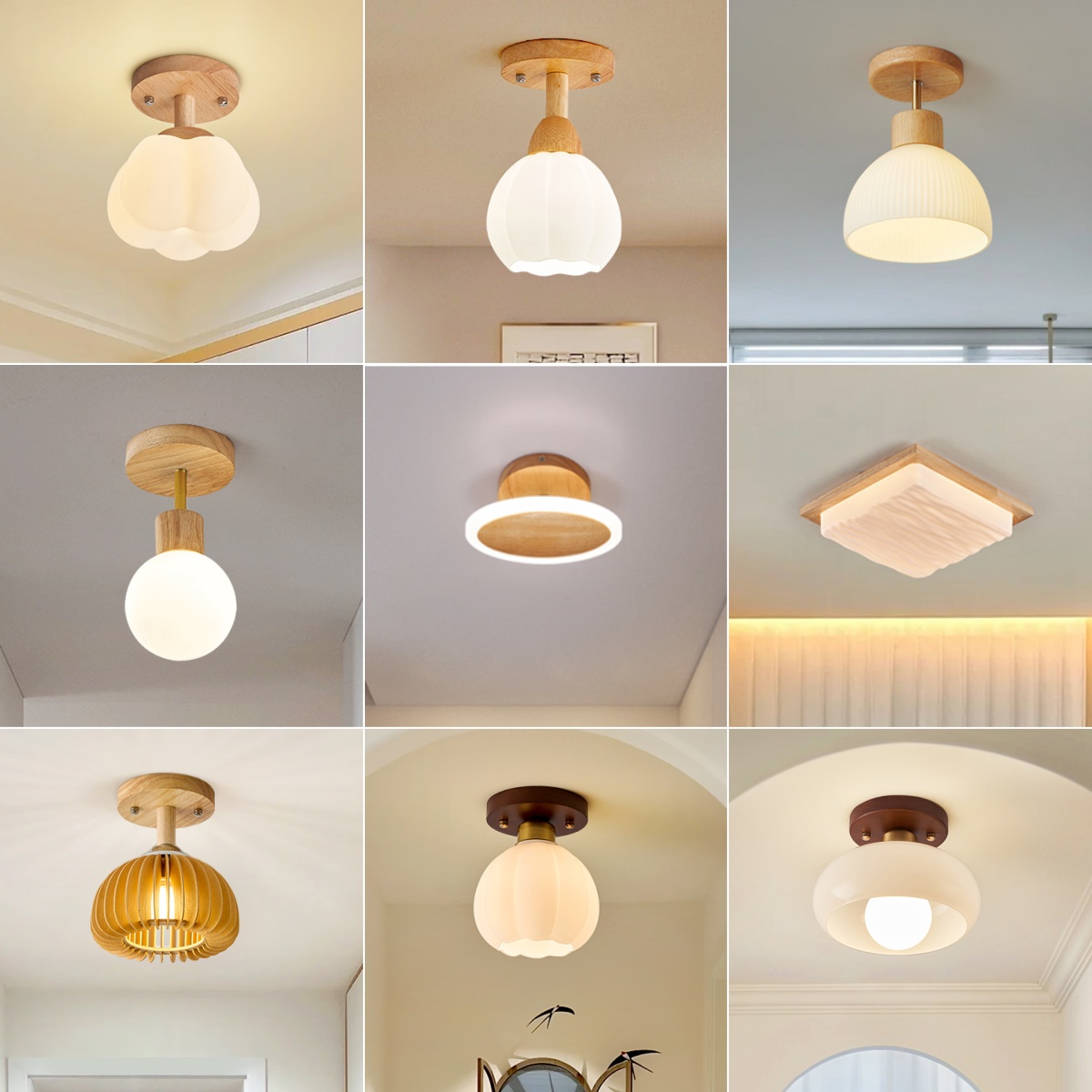 【楠木】2025新款原木奶油风过道灯走廊玄关室内阳台吸顶灯简约创意