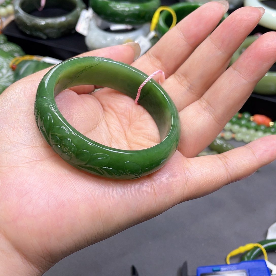 和田玉未镶嵌手镯5455圈口12